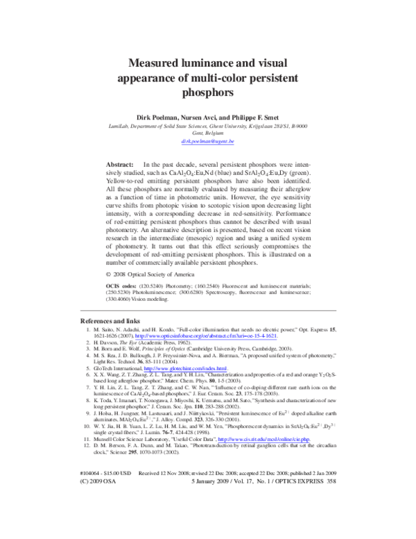 (PDF) Measured luminance and visual appearance of multi-color ...