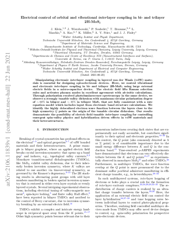 (PDF) Electrical control of orbital and vibrational interlayer coupling ...