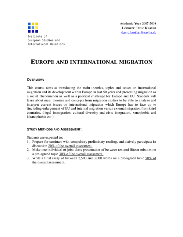 (PDF) Europe and International Migration