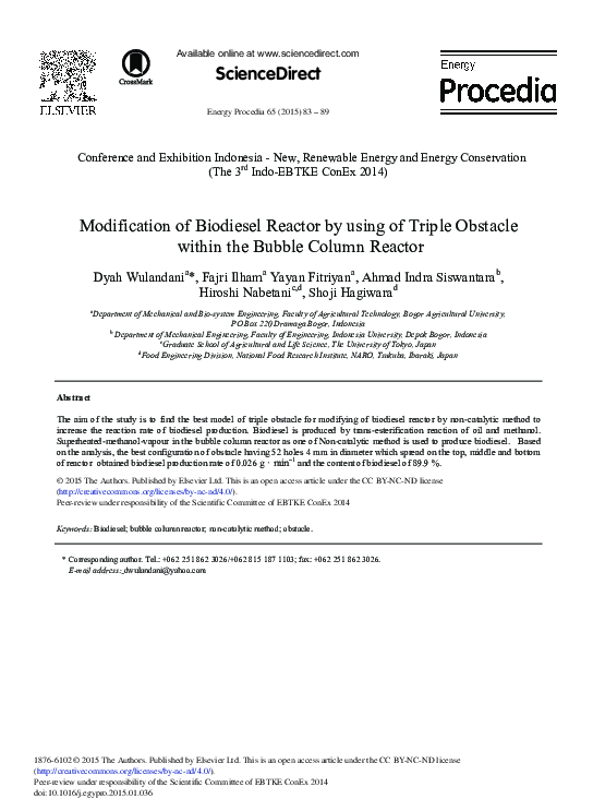 (PDF) Modification of Biodiesel Reactor by Using of Triple Obstacle ...