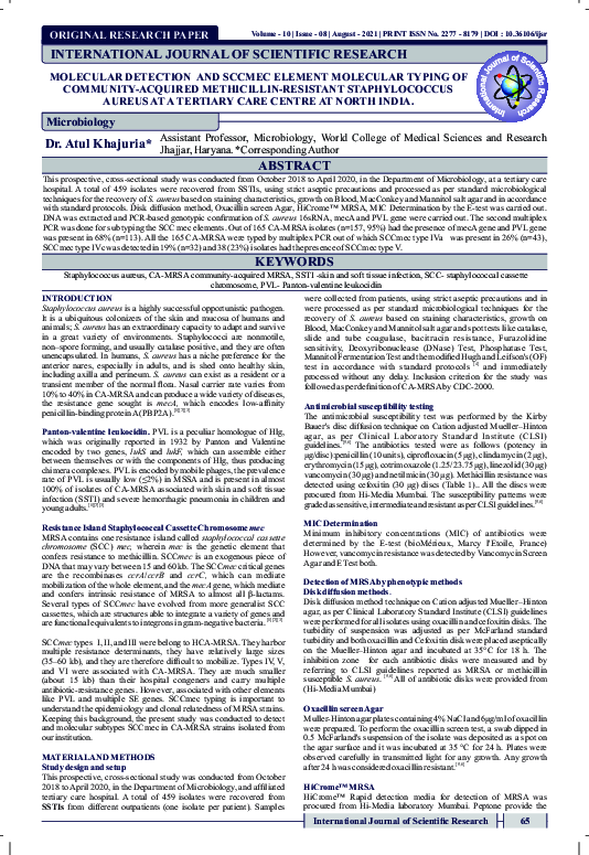 (PDF) Molecular detection and SCCmec element molecular typing of ...