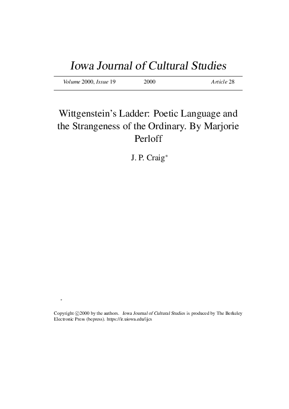 【中古】 Wittgenstein’s Ladder: Poetic Language and the Strangeness of the Ordinary/UNIV OF CHICAGO PR/Marjorie Perloff Wittgenstein's Ladder: Poetic Language and the Strangeness