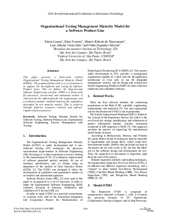 (PDF) Organizational Testing Management Maturity Model for a Software ...