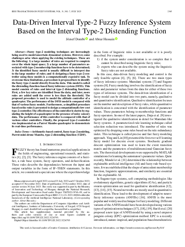 (PDF) Data-Driven Interval Type-2 Fuzzy Inference System Based on the ...