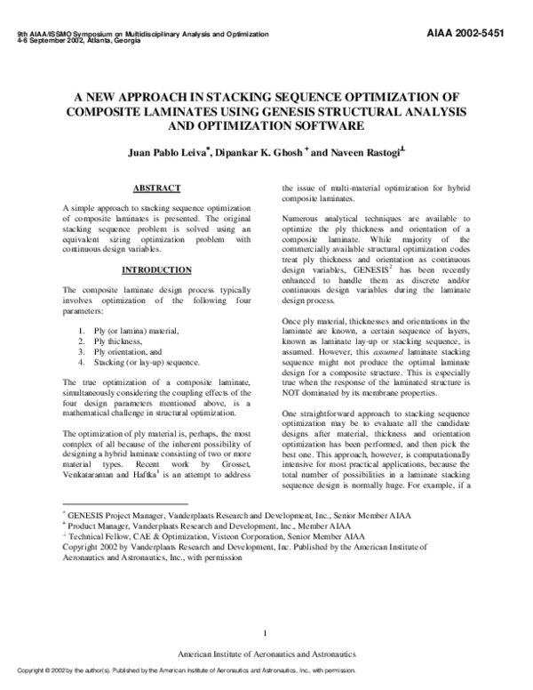 (PDF) A New Approach in Stacking Sequence Optimization of Composite ...