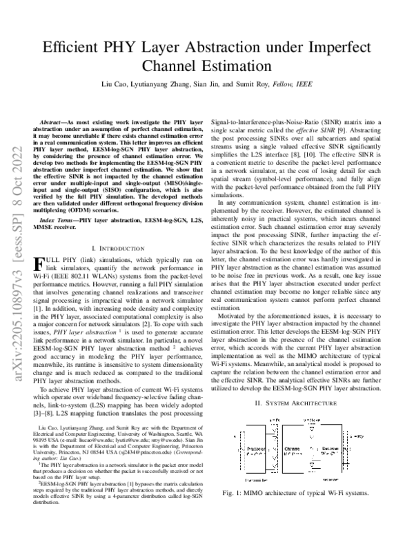 (PDF) Efficient PHY Layer Abstraction under Imperfect Channel Estimation