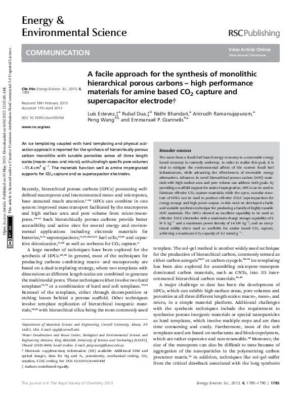 (PDF) A facile approach for the synthesis of monolithic hierarchical ...