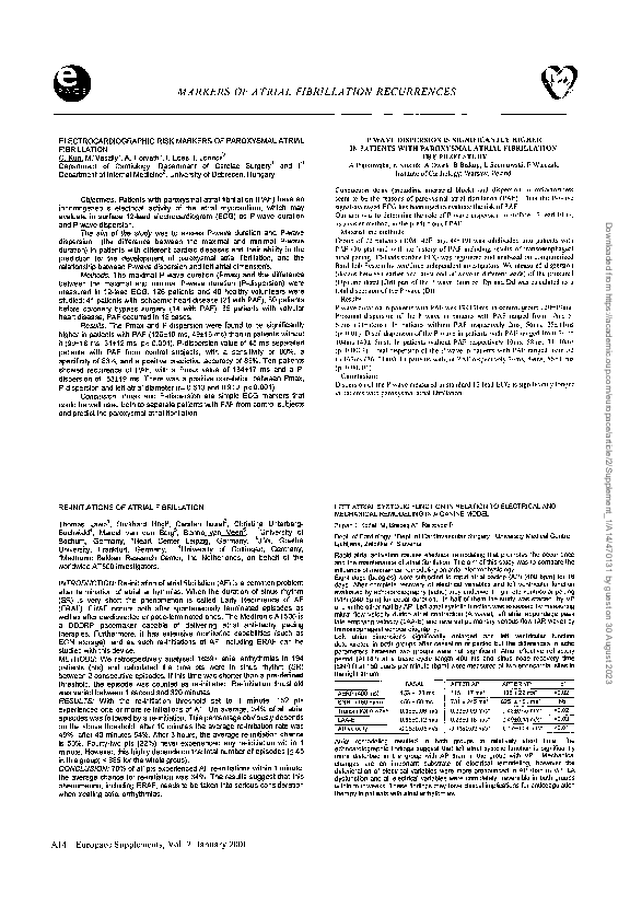 (PDF) Electrocardiographic risk markers of paroxysmal atrial fibrillation