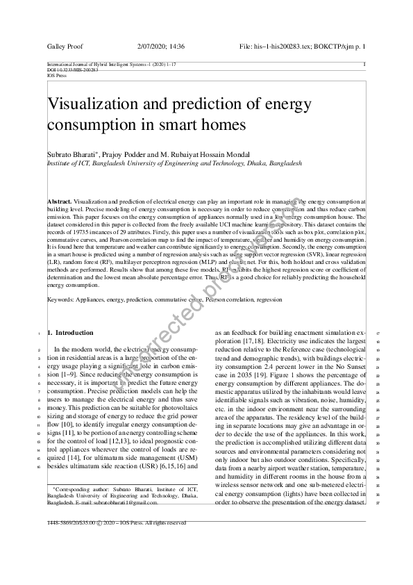 (PDF) Visualization and prediction of energy consumption in smart homes