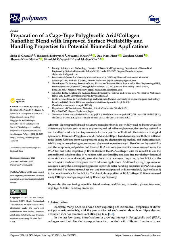 (PDF) Preparation of a Cage-Type Polyglycolic Acid/Collagen Nanofiber ...