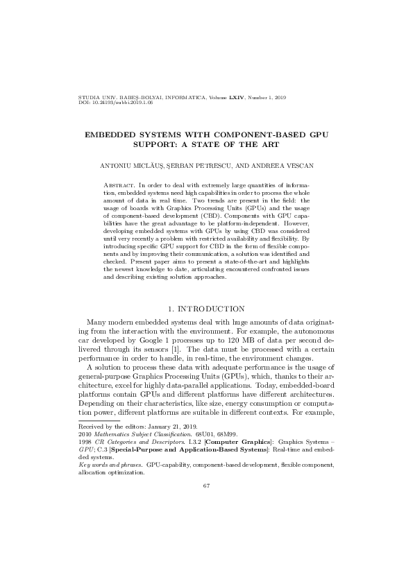(PDF) Embedded Systems with Component-Based GPU Support: A State of the Art
