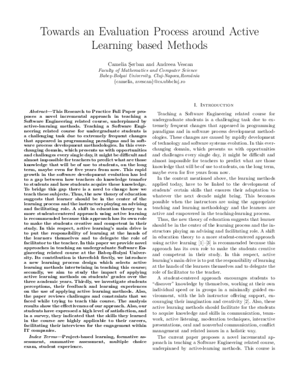 (PDF) Towards an Evaluation Process around Active Learning based Methods
