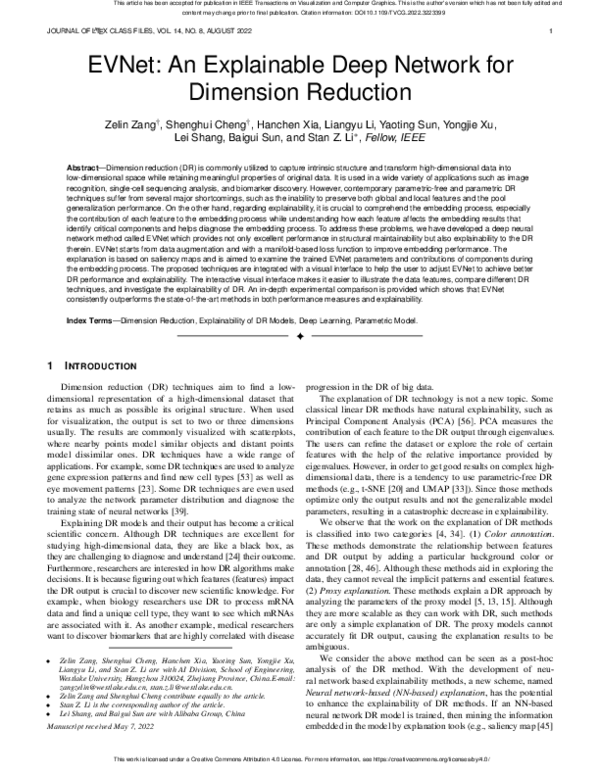 (PDF) EVNet: An Explainable Deep Network for Dimension Reduction