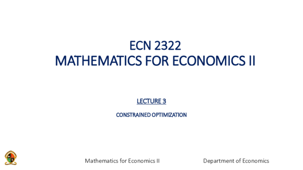 (PDF) Mathematics for economics