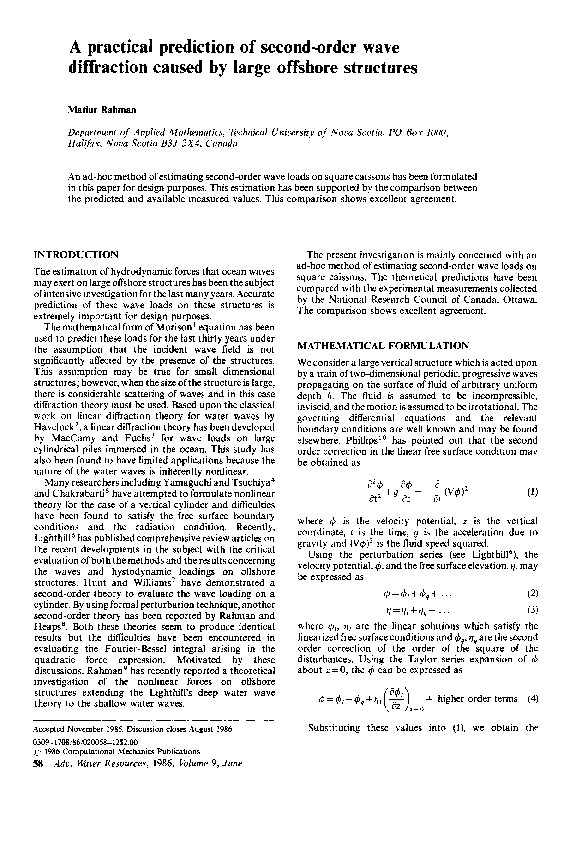 (PDF) A practical prediction of second-order wave diffraction caused by ...
