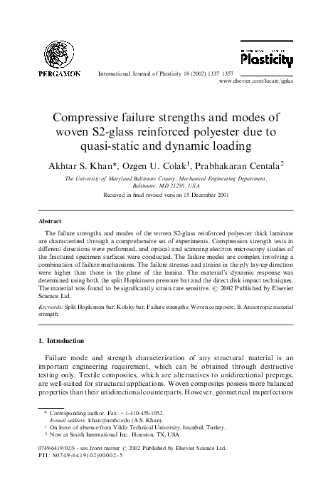 (PDF) Compressive failure strengths and modes of woven S2-glass ...
