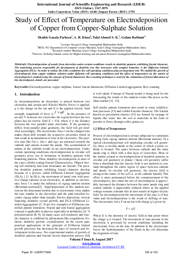 (PDF) Study of Effect of Temperature on Electrodeposition of Copper ...