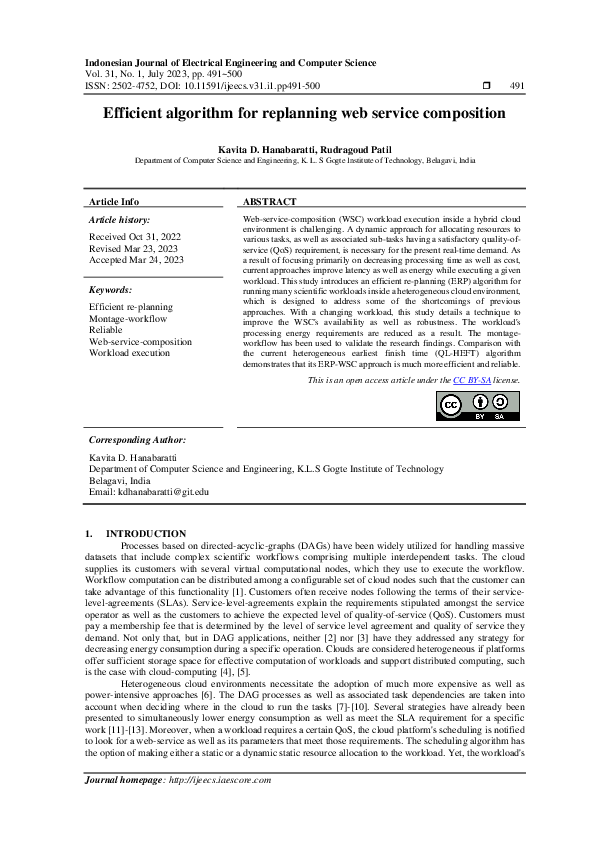 (PDF) Efficient algorithm for replanning web service composition