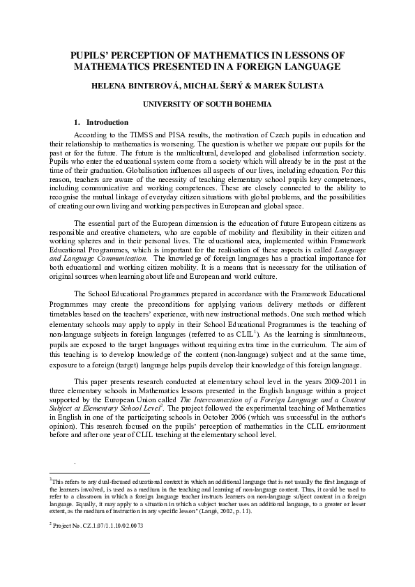 (PDF) Pupils’ Perception of Mathematics in Lessons of Mathematics ...