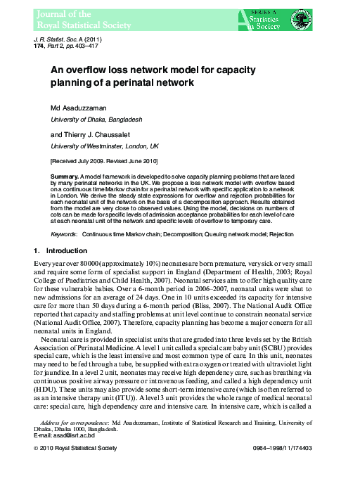 (PDF) An Overflow Loss Network Model for Capacity Planning of a ...