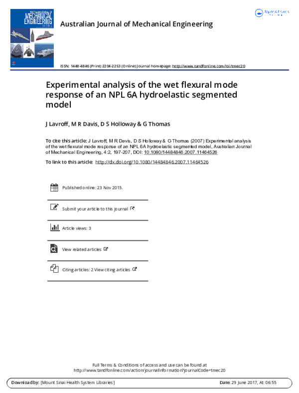 (PDF) Experimental analysis of the wet flexural mode response of an NPL ...