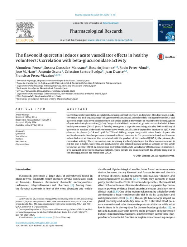 (PDF) The flavonoid quercetin induces acute vasodilator effects in ...