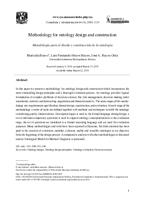 (PDF) Methodology for ontology design and construction