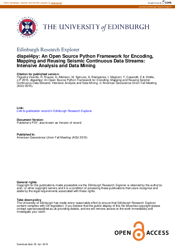 (PDF) dispel4py : An Open Source Python Framework for Encoding, Mapping ...