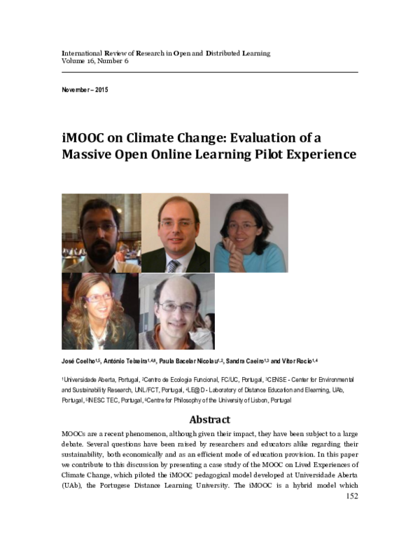 (PDF) iMOOC on Climate Change: Evaluation of a Massive Open Online ...