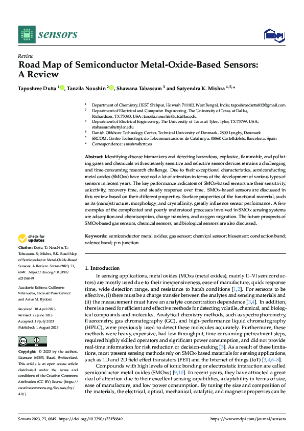 (PDF) Road Map of Semiconductor Metal-Oxide-Based Sensors: A Review