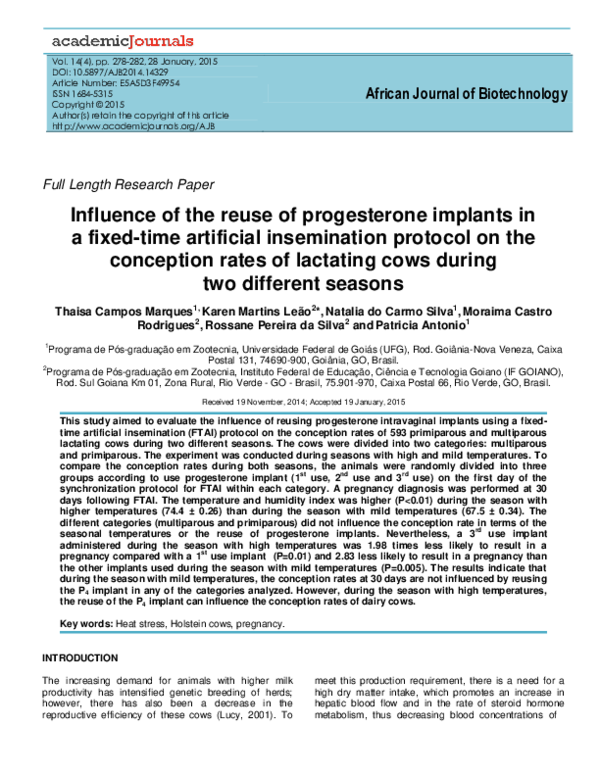 (PDF) Influence of the reuse of progesterone implants in a fixed-time ...