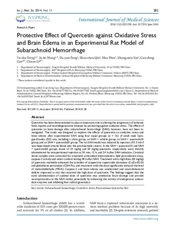 (PDF) Protective Effect of Quercetin against Oxidative Stress and Brain ...