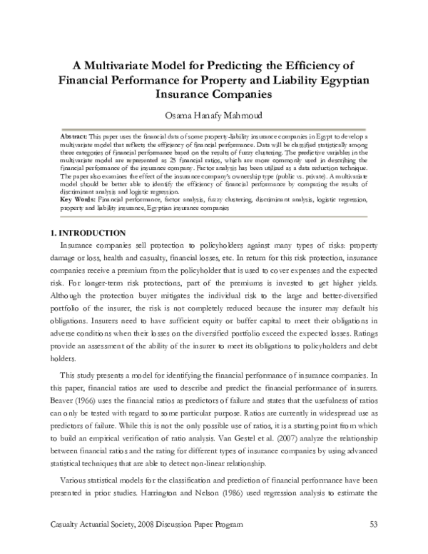 (PDF) A Multivariate Model for Predicting the Efficiency of Financial ...
