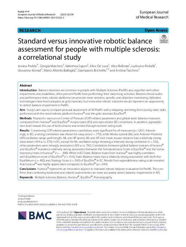 (PDF) Standard versus innovative robotic balance assessment for people
