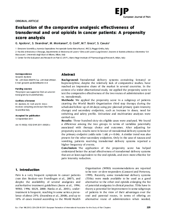 (PDF) Evaluation of the comparative analgesic effectiveness of ...