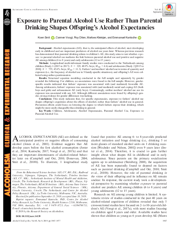 (PDF) Exposure to Parental Alcohol Use Rather Than Parental Drinking ...