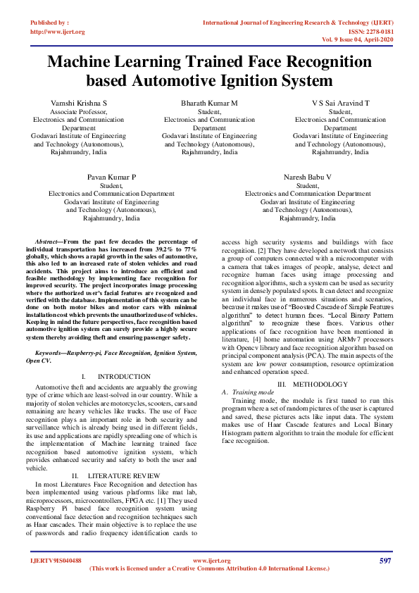 (PDF) Machine Learning Trained Face Recognition based Automotive ...