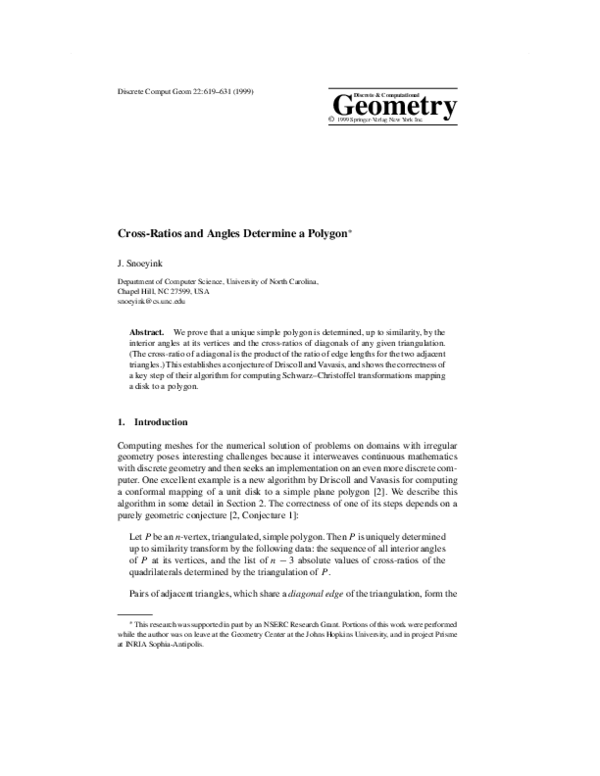 (PDF) Cross-Ratios and Angles Determine a Polygon