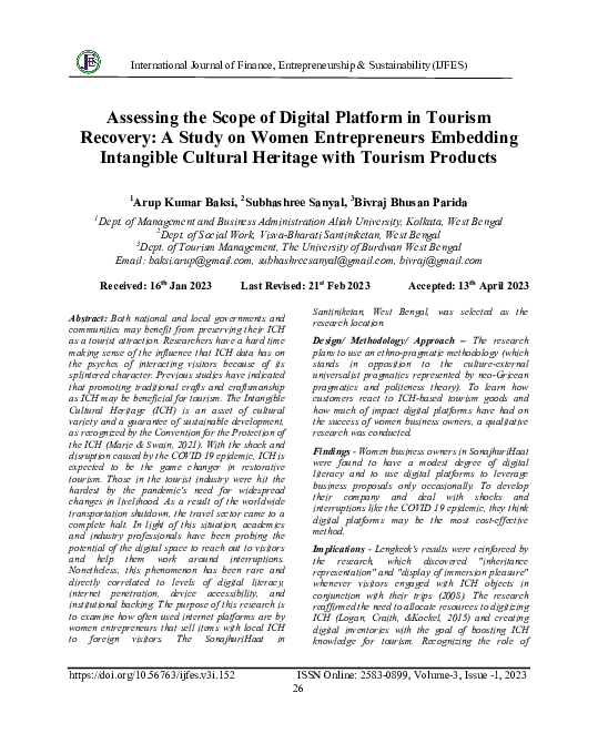 (PDF) Assessing the Scope of Digital Platform in Tourism Recovery: A ...