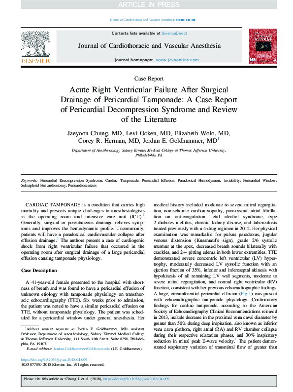 (PDF) Acute Right Ventricular Failure After Surgical Drainage of ...