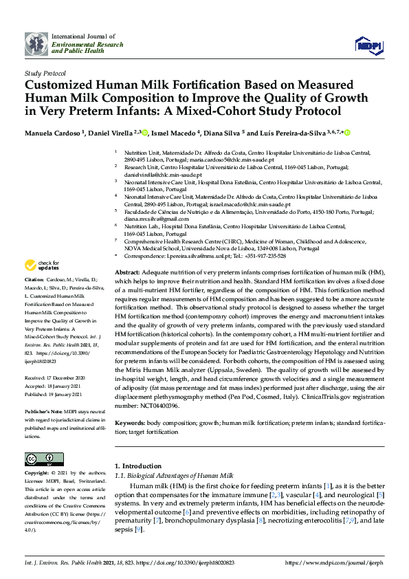 (PDF) Customized Human Milk Fortification Based on Measured Human Milk ...