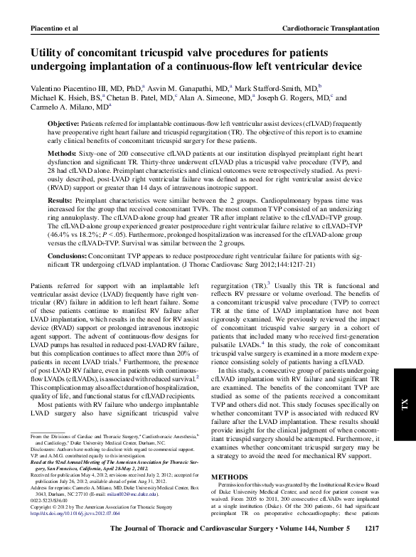 (PDF) Utility of concomitant tricuspid valve procedures for patients ...