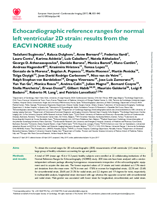 (PDF) Echocardiographic reference ranges for normal cardiac chamber ...