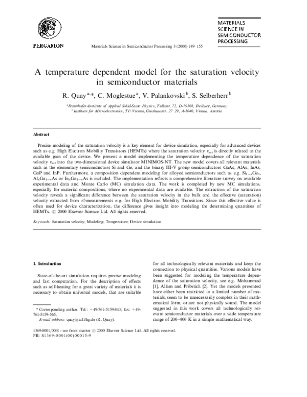(PDF) A temperature dependent model for the saturation velocity in ...