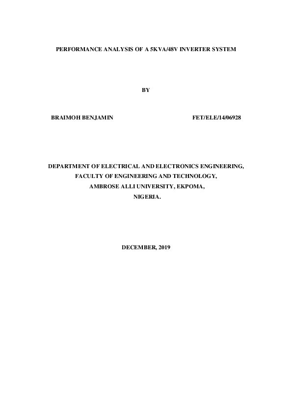 (PDF) Performance Analysis of a 5KVA/48V Inverter System