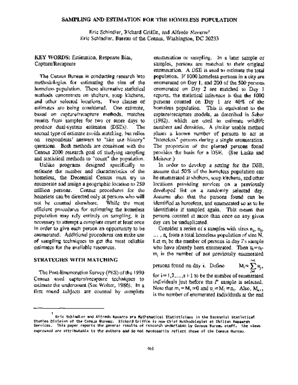 (PDF) Sampling and Estimation for the Homeless Population