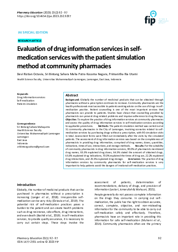 (PDF) Evaluation of drug information services in self-medication ...