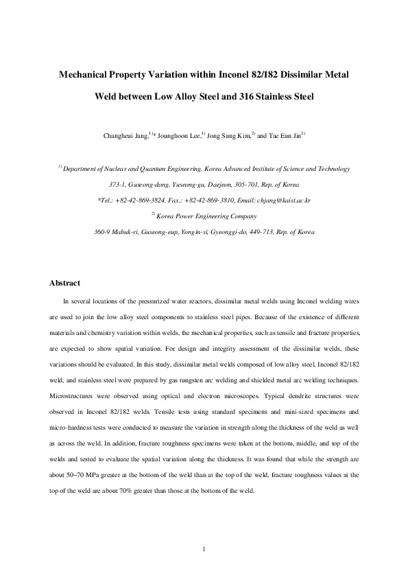 (PDF) Mechanical property variation within Inconel 82/182 dissimilar ...