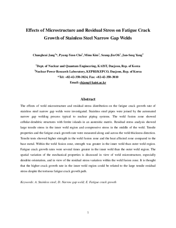 (PDF) Effects of microstructure and residual stress on fatigue crack ...