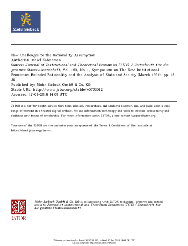 New Challenges to the Rationality Assumption